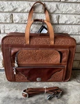 Montana Silversmiths Hand Tooled Leather Briefcase Laptop Travel Western. Fixed Price $299.99.