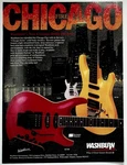 Washburn Chicago Series Electric Guitar Print Ad Red Yellow KC100 KC40 1980S. Fixed Price $13.50.