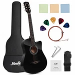 38" Acoustic Guitar Dreadnought Beginner Set With Strap Bag Pick Moukey EAG-100. Fixed Price $68.00.