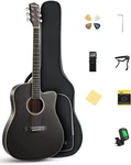 Donner 41" Acoustic Electric Guitar Kit Black W/ Strings Strap Tuner. Fixed Price $115.00.