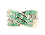 0.75 Ctw Round Natural Emerald & Diamond 10KT Yellow Gold Crossover Ring 3.95G. Fixed Price $399.95.