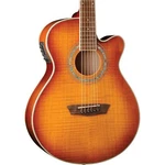 Washburn EA15 Mini Jumbo A/e Guitar, Flame Maple Top, Iced Tea Burst. Fixed Price $359.00.