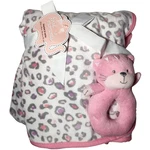 First Moments Pink Plush Cheetah Leopard Cat Baby Blanket Rattle Toy Set Nwt. Fixed Price $30.40.