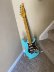 Sawtooth Limited Edition Es Relic Electric Guitar, Surf Green With Tortoise Pick. Fixed Price $350.00.