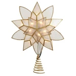 Kurt Adler 11.75-INCH Ul 10-LIGHT Gold Tin Double Point Capiz Star Treetop. Fixed Price $42.78.